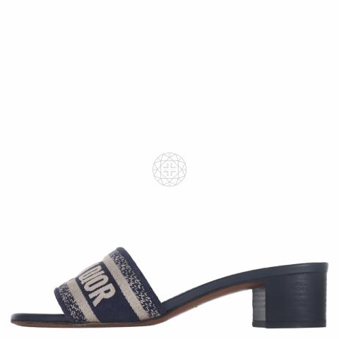 Sell Christian Dior Dway Heeled Slide Sandals Navy Blue